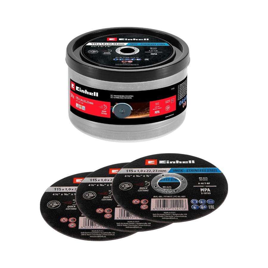 Set 50 Discos Corte Metal Inox 115X1MM Einhell