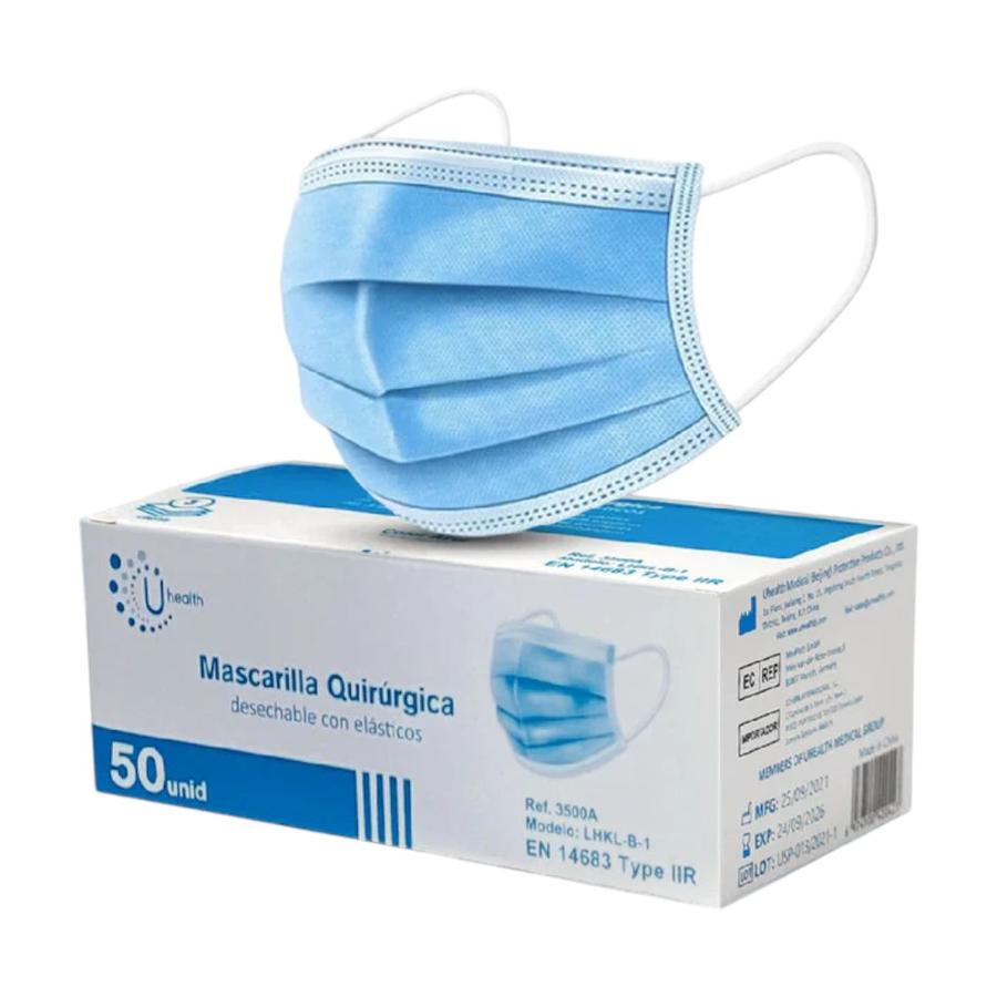 Caja de Mascarillas 3 Pliegues Celeste 50 UNID.