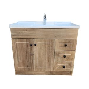 Mueble Vanotorio Completo Diseño a Piso de PVC Marrón