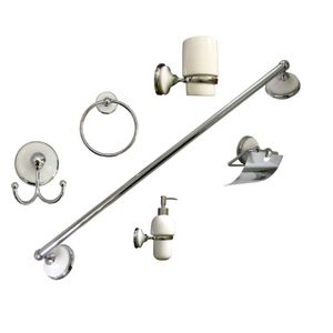 Accesorios De Baño Cromados Y Combinados Con Blanco Cerámico 6 Piezas