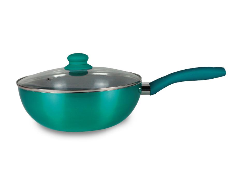 Wok Con Tapa Montecarlo 26 Cm Turquesa