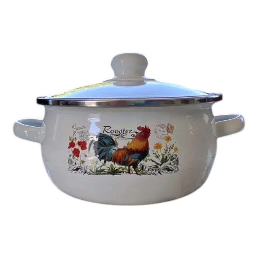 Cacerola Vintage Tapa Vidrio 12 Cm Aleppo Rooster Blanco