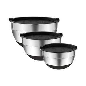 Set 3 Bowls Con Tapa Acero Inoxidable Antideslizante Simplit