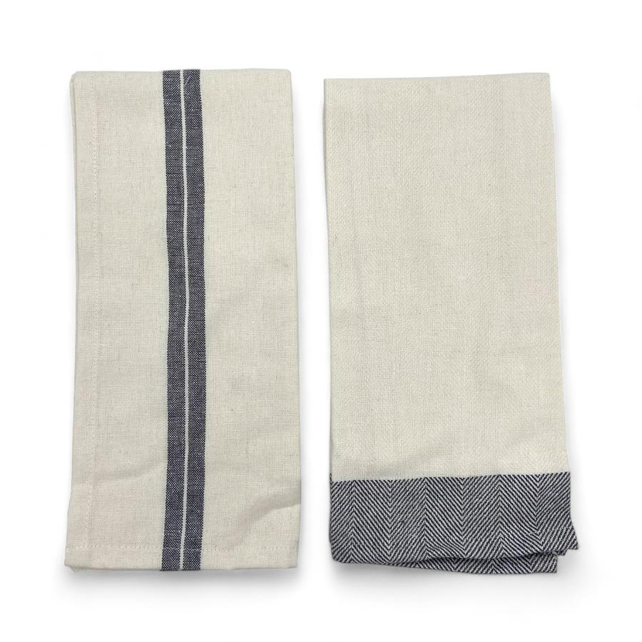 Set 2 Paños Cocina Home Well Algodón 60x40 Cm Blanco/Negro