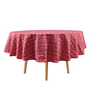 Mantel Redondo Matiz 180 Cm Rústico Rojo