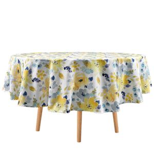 Mantel Redondo Matiz 180 Cm Floral Amarillo