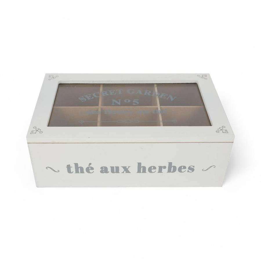 Caja Té Home Well Madera 6 Compartimientos Blanco