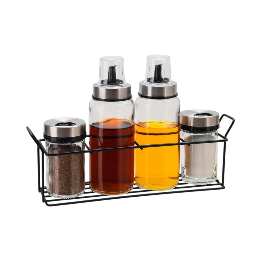 Set 2 Botellas Aceite y Vinagre 250cc + 2 Especieros 110cc
