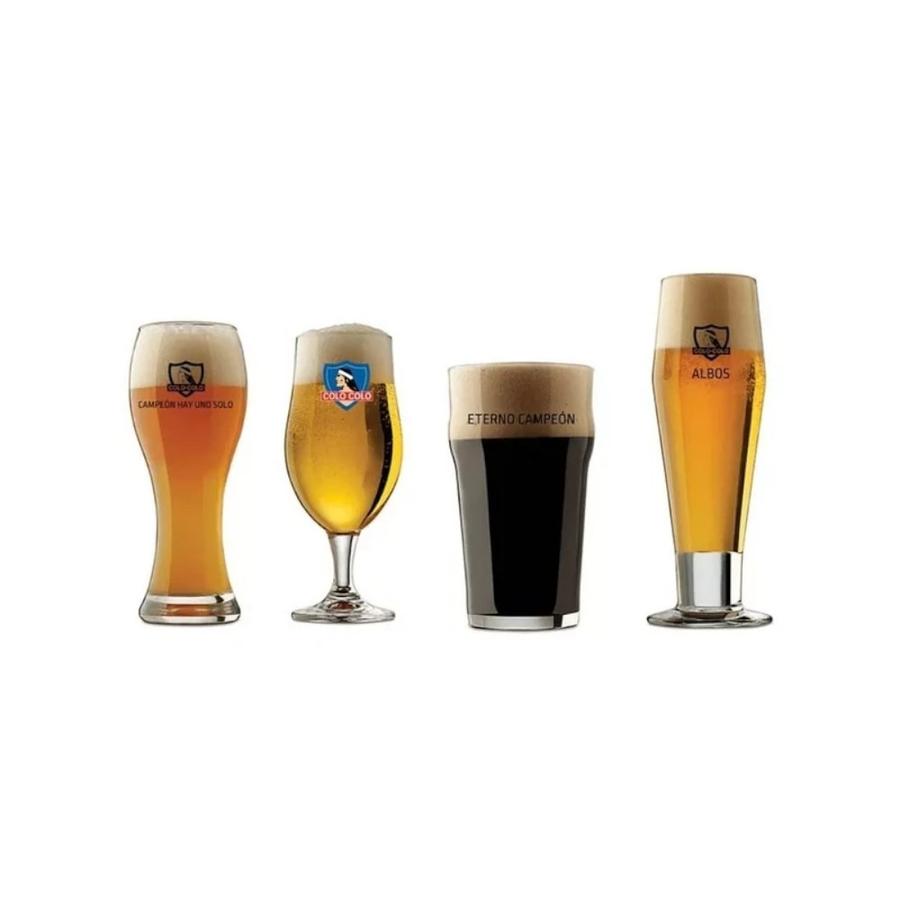 Set 4 Vasos Cerveceros Colo Colo Collection Transparente