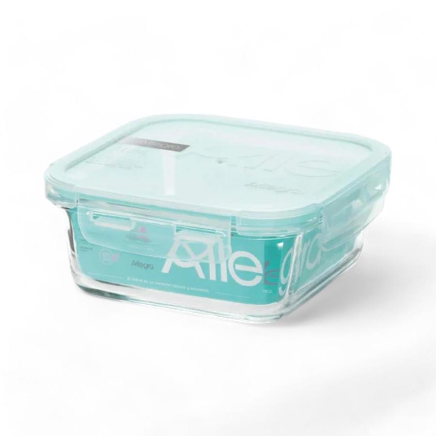 Contenedor Hermetico Allegra Vidrio Cuadrado 380 Ml
