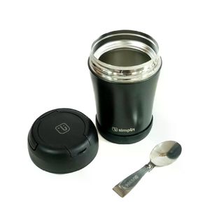 Termo Comida 400Ml Negro Cuchara Acero Inox Simplit
