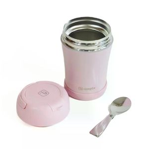 Termo Comida 400Ml Rosado Cuchara Acero Inox Simplit