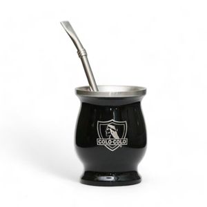 Mate Colo Colo Clásico Con Bombilla 200 Ml Negro