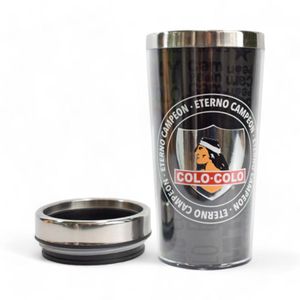 Vaso Térmico Colo Colo Logo Plateado 470 Ml Negro