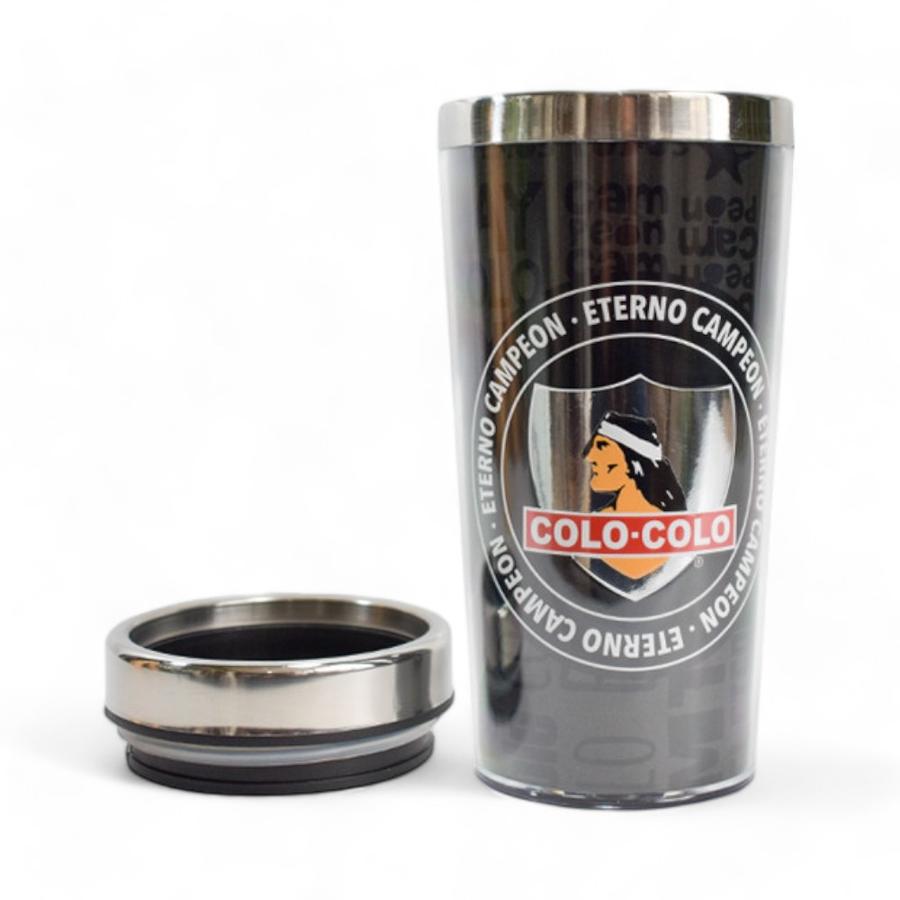 Vaso Térmico Colo Colo Logo Plateado 470 Ml Negro