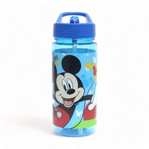 Botella Infantil Mickey Mouse Con Bombilla 500 Ml Azul