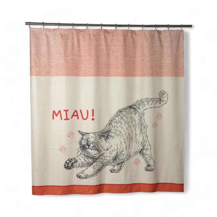 Cortina De Baño Matiz Gato Miau 180x180 Cm Beige