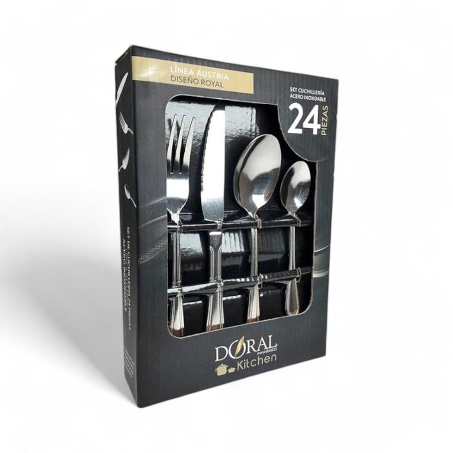 Set Cuchilleria 24 Piezas Doral Linea Austria Royal Plateado
