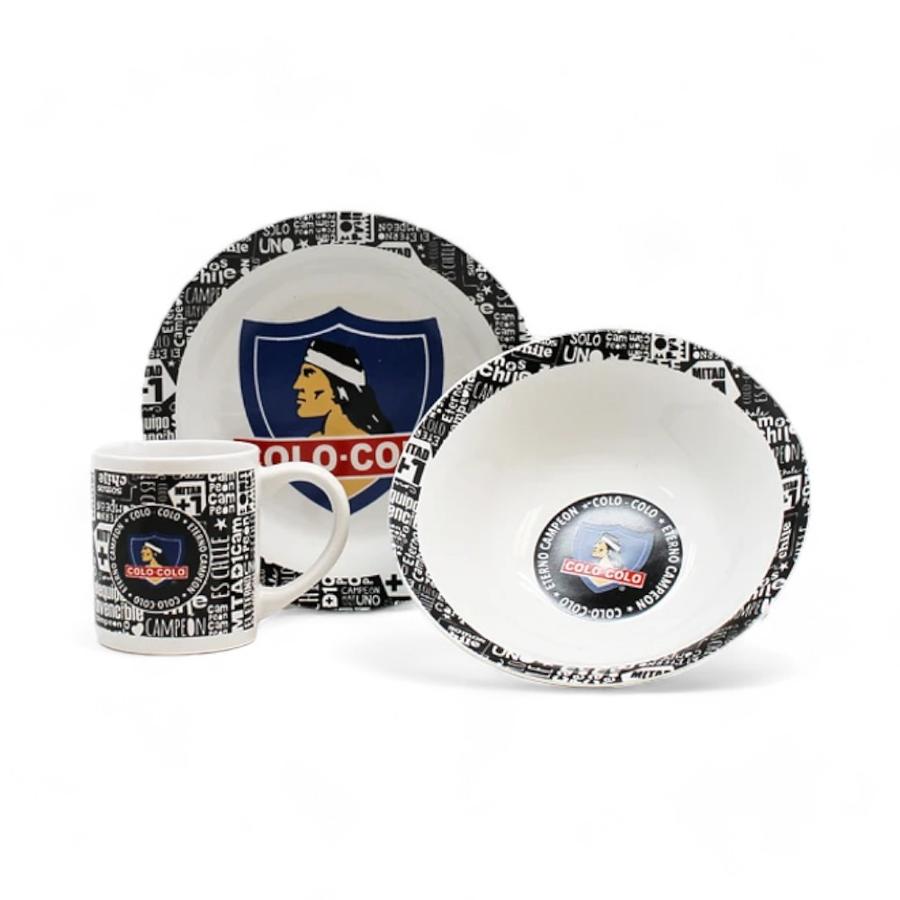 Set De Desayuno Colo Colo 3 Piezas Blanco/Negro