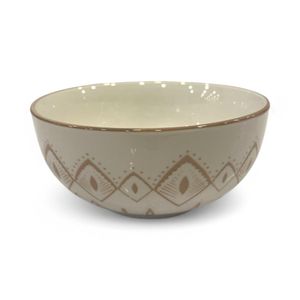Bowl de Cerámica 16 cm con Diseño Étnico Beige