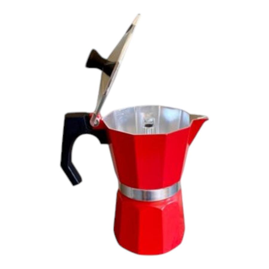 Cafetera Italiana De Aluminio Para 12 Tazas Rojo