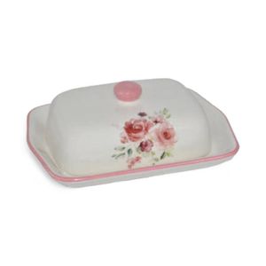 Mantequillero Ceramica Aleppo Blanco/Rosado