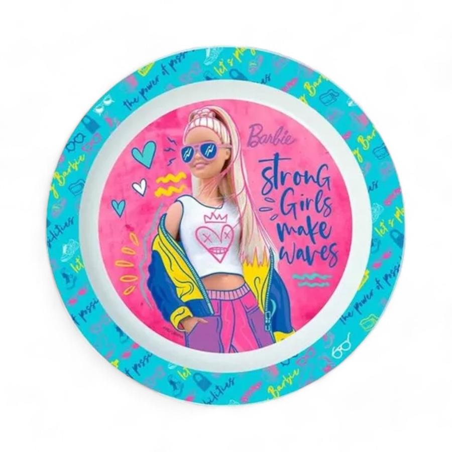 Plato Infantil Barbie Apto Para Microondas Rosado