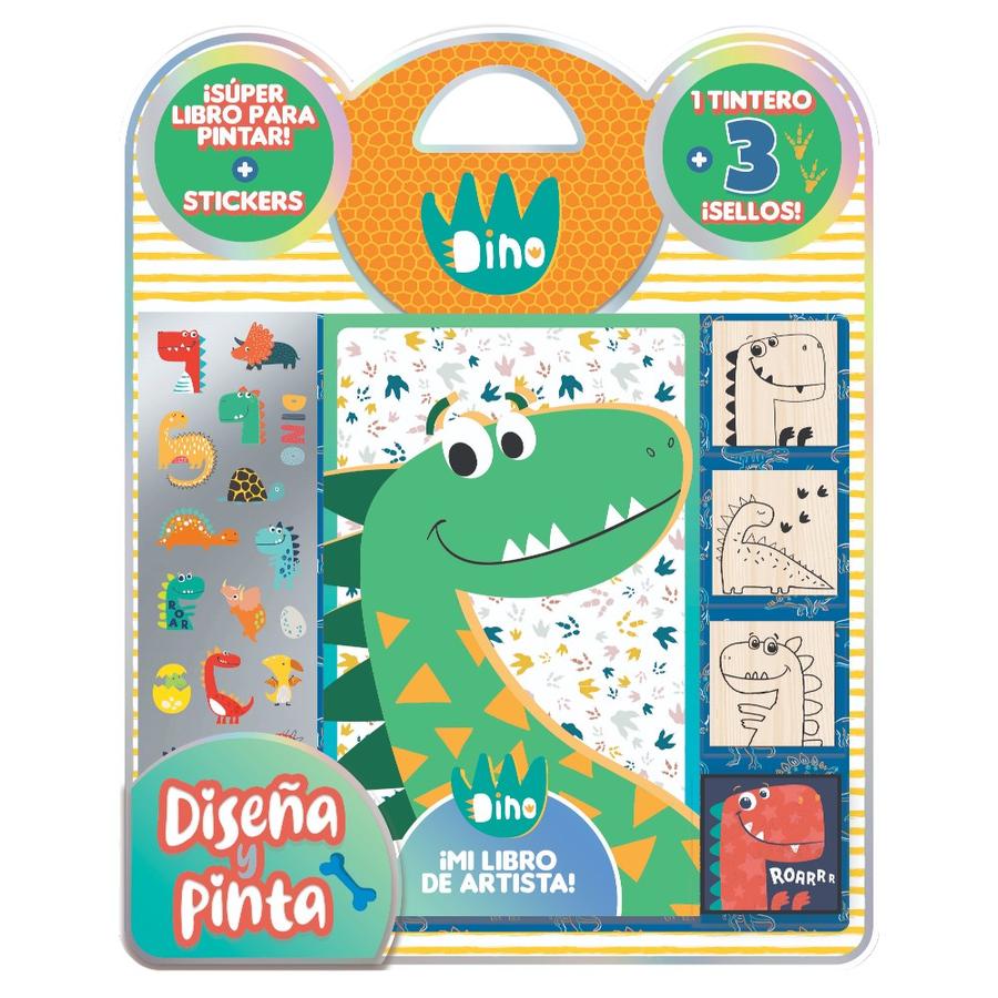 Blister Para Colorear Libro + Sellos Dino