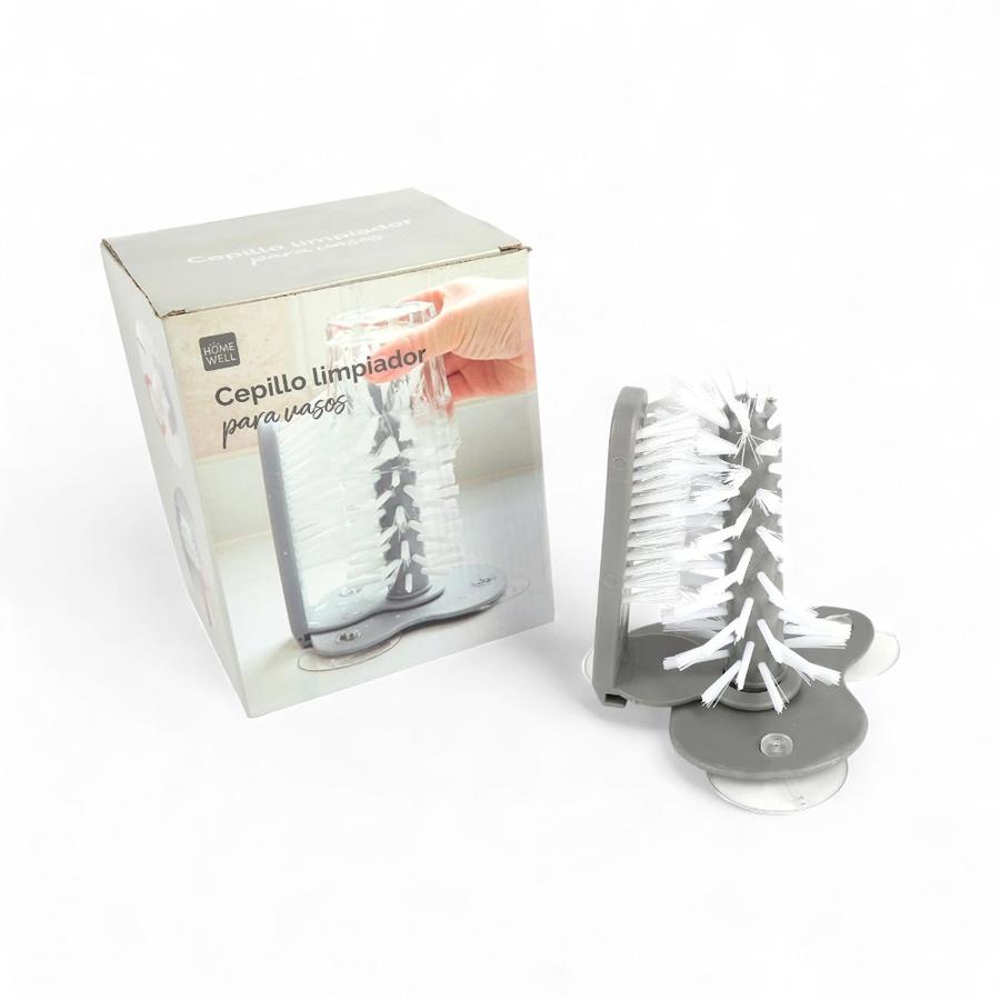 Cepillo Limpiador De Vasos Home Well Gris