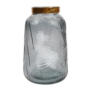 Florero Vidrio Diseño Hojas 20 Cm Home Well Transparente