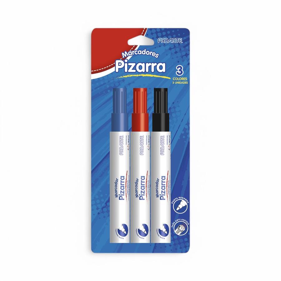 Pack 3 Marcadores Pizarra Proarte Multicolor