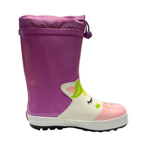Botas De Lluvia Niñas Cactus Unicornio Morado/Blanco