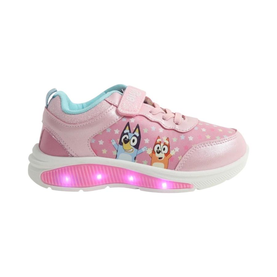 Zapatilla Luces Infantil Estrellas Bingo Y Bluey Rosado