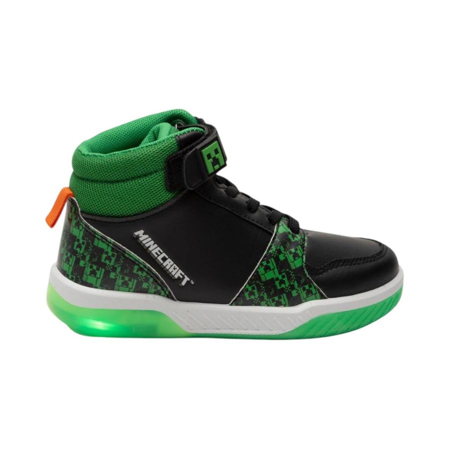 Zapatilla Infantil TBC Luces Minecraft Negro Verde