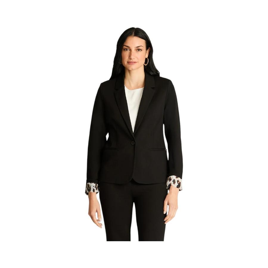 Blazer Lorenzo di Pontti Mujer Detalle Animal Print Negro