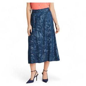 Falda Larga Mujer Lorenzo Di Pontti Estampado Azul