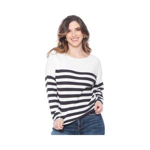 Sweater Manga Larga Listado Mujer Wados Hueso