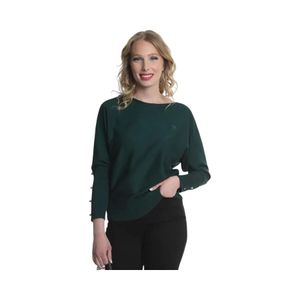 Sweater Mujer Ellus Batwing Buttons Verde