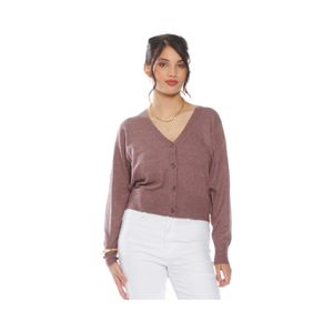 Chaleco Wados Mujer Manga Larga Abotonado Café