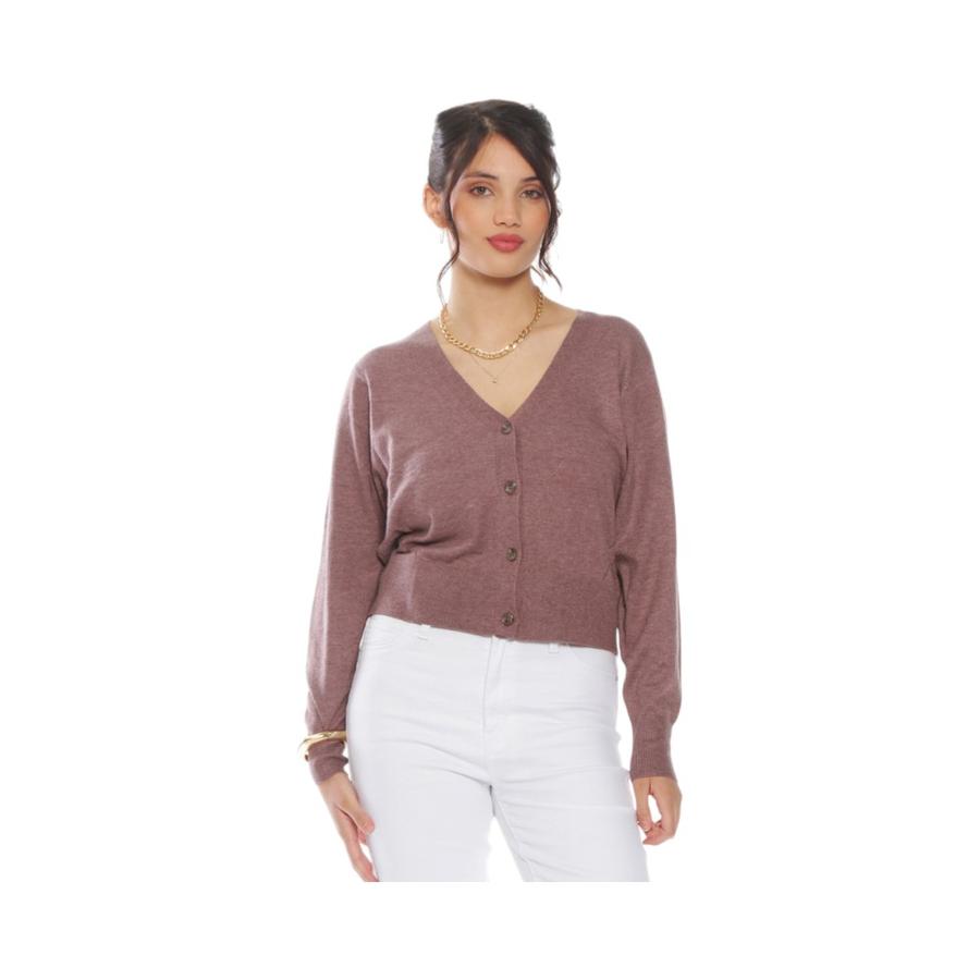 Chaleco Wados Mujer Manga Larga Abotonado Café