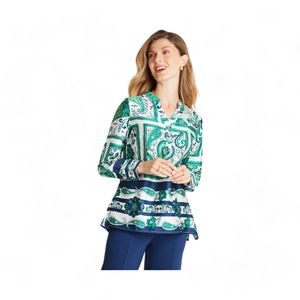 Blusa Mujer Lorenzo Di Pontti Mao Estampado Satinada Verde