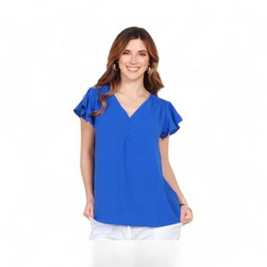Blusa Mujer Wados NT1327WD Manga Corta Solido Azul