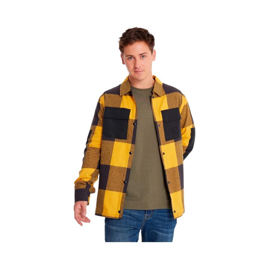 Camisa Casual Hombre CAT Flannel Snap Jacket Amarillo