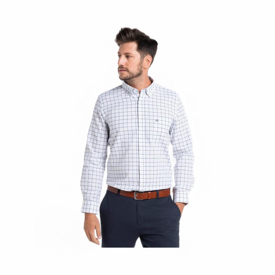 Camisa Hombre Potros Londres Blanco/Azul