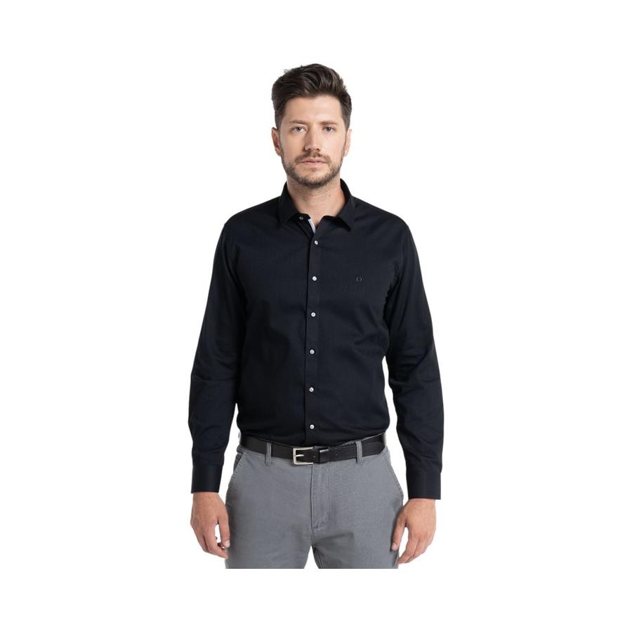 Camisa Hombre Potros Santillana Jacquard Negro