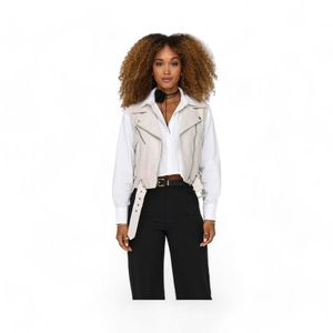 Chaqueta Mujer Only Biker  Sin Mangas Beige
