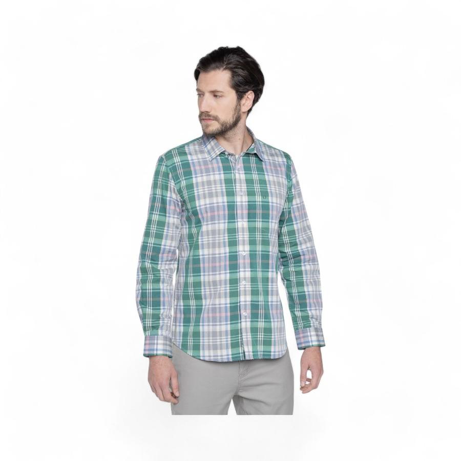 Camisa Hombre Potros Zaragoza Manga Larga Verde Medio