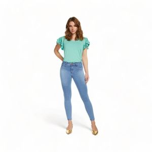 Jeans Mujer Amalia Jeans 4025 Tiro Medio Pitillo Celeste