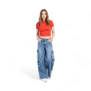 Jeans Mujer Mohicano Jeans Lucky 3737 Cargo Azul