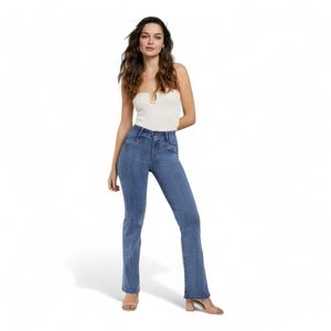 Jeans Recto Tiro Alto Mujer Amalia 4958 Push Up Celeste